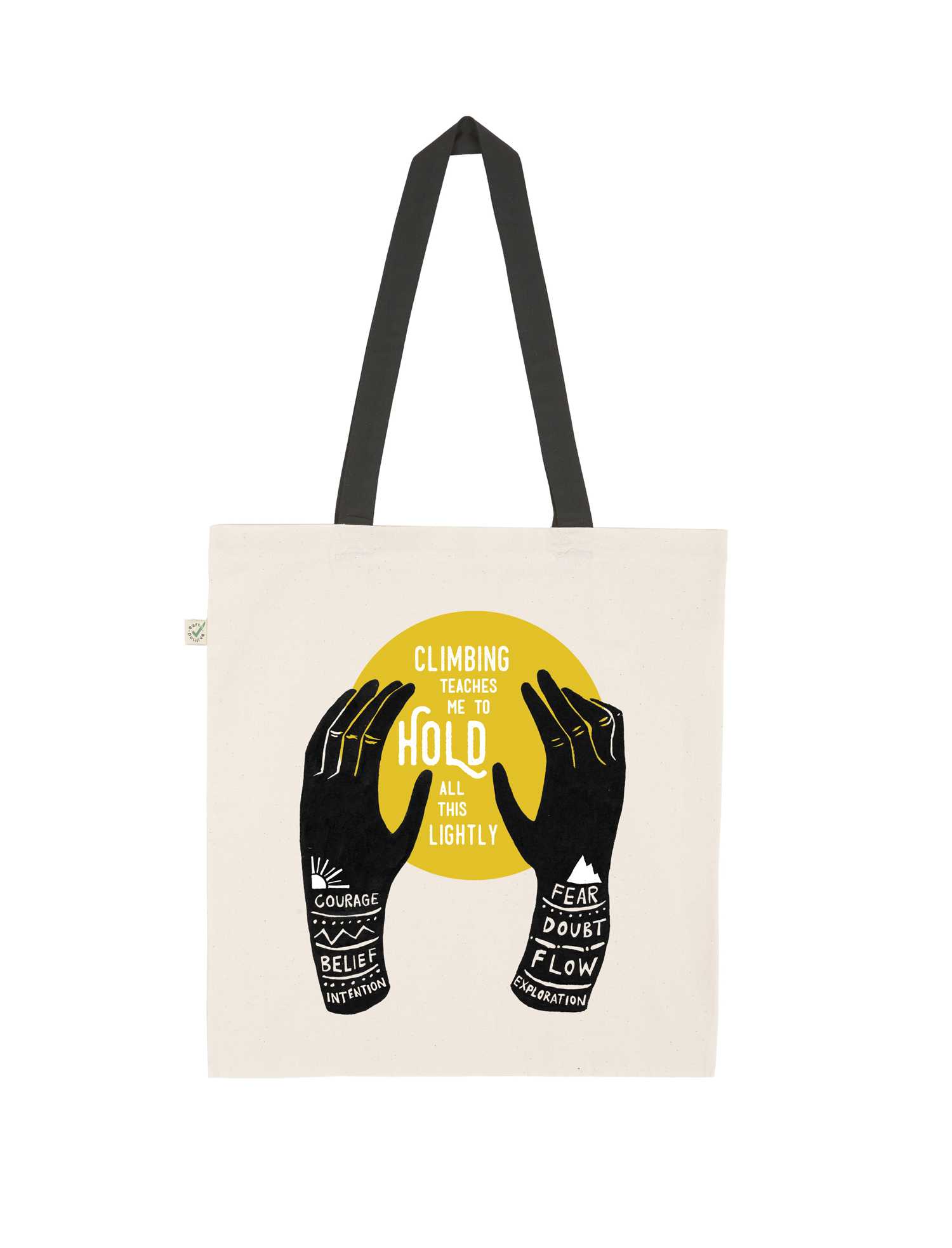 ‘Climbing teaches me’ tote bag image